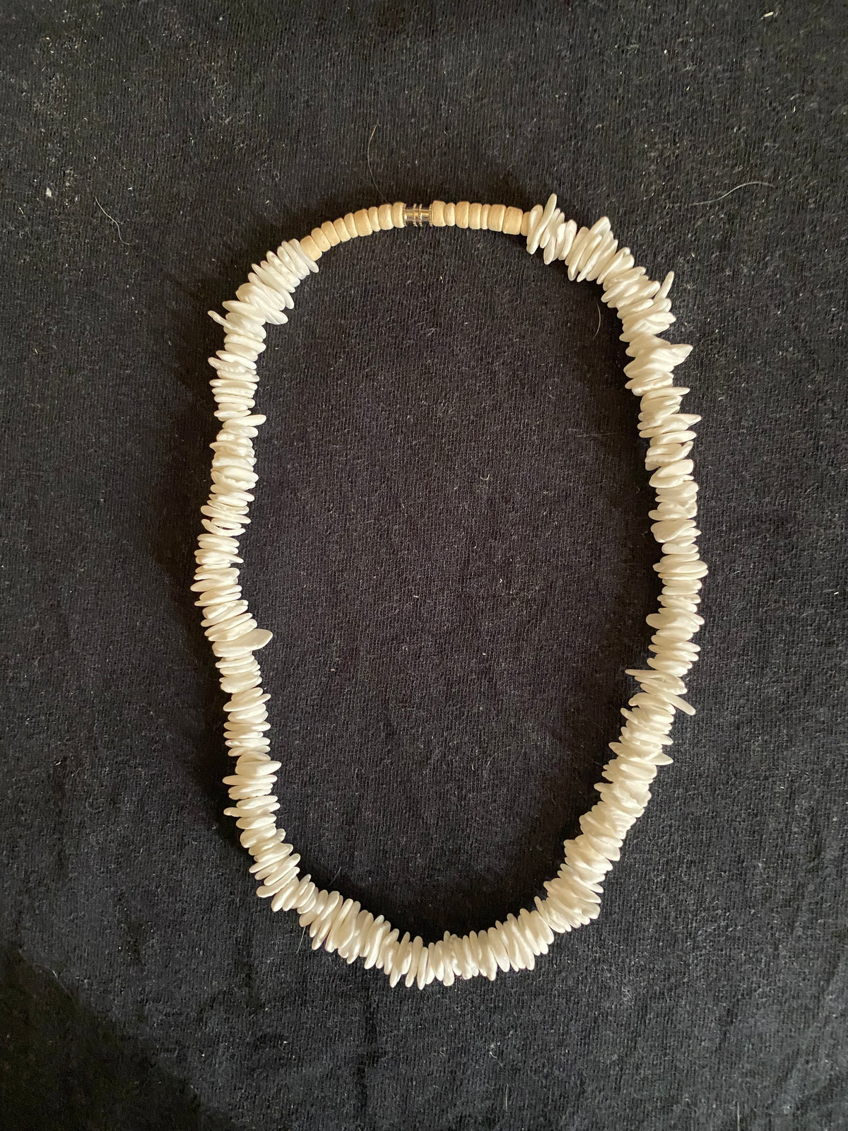 18" White Rose Clam Shell Necklace